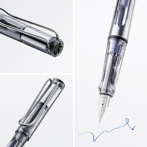LAMY safari vista - Fountain Pen with ergonomic grip & polished steel nib in size B - ideal for any Writing & Calligraphy - including LAMY T 10 blue cartridge - Right-Handed