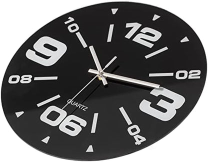 Clockswise Bulk Set of 10 PC 12" Black Decorative Unique Modern Round Glass Wall Clock, for Living Room, Kitchen, Dining or Bedroom,