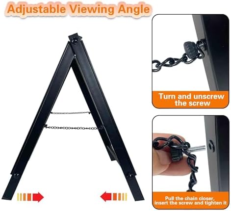 24”x36" Premium Heavy-Duty A-Frame Sign Stand – Holds 2 Insert Boards + 1 Hanging Sign | Weatherproof Sidewalk Sign Holder for Business, Real Estate, Restaurants & Events (STAND ONLY) (8)