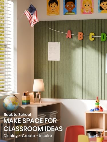 Bumusty 48"x 36" Large Felt Bulletin Board Tiles, Olive Green