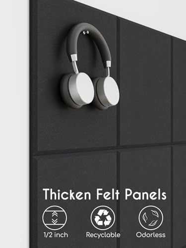 Thick Felt Pin Board Tiles 12 Pack, 11.8x11.8 Bulletin Board for Wall