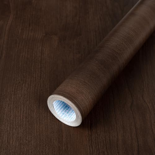 Abyssaly Wood Contact Paper - Brown Walnut Wood Grain Peel and Stick Wallpaper for Countertops - Self Adhesive Removable Wood Viny Film Easy to Clean for Cabinets Desks and Drawers15.7 x 118"