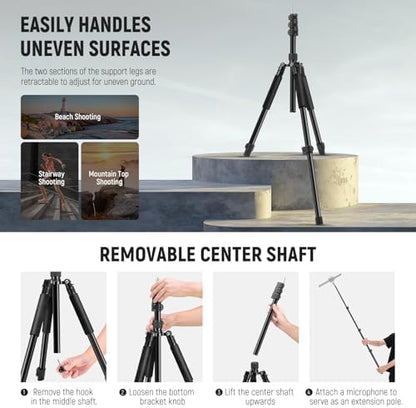 NEEWER Photography Light Stand, 1.5-6.4ft/47-195cm Reversible Aluminum