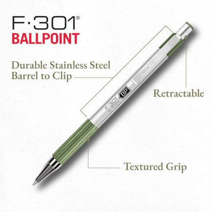 Zebra Pen F-301 Signature Series Ballpoint Pen, Black, 0.7mm, 4-Pk (27214)