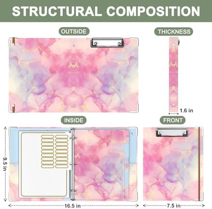 Rouidr Mini 3 Ring Binder with clipboard, 1 inch Round Binder Organizer, 8.5"x5.5" Cute Binder with 5 Dividers Tabs & Clear Sleeves, School Supplies, Office Supplies