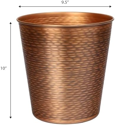 happimess Remi 2.1 Gal Textured Steel Wastebasket, Antique Copper