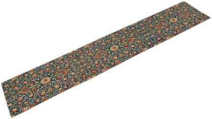 William Morris Table Runner, Boho Rustic Ethnic Flower Original Design Print Table Runner for Home Party Dining Room Kitchen Decor 13x120 Inch