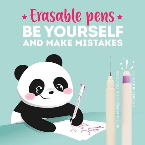 LEGAMI - Set of 5 Erasable Gel Pens with Thermosensitive Erase Ink, Range of ink colours & barrel designs, 0.7mm Tip, Bunny, Butterfly, Giraffe, Tiger, & Shark