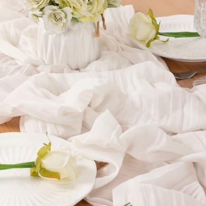 Ivory Cheesecloth Table Runner Fall Boho Wedding Birthday Home Decor