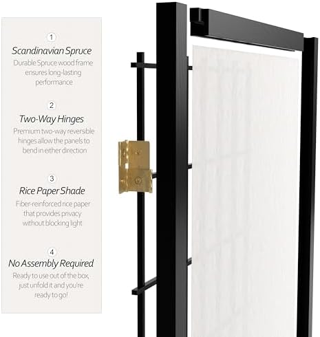 4 ft. Short Window Pane Shoji Screen - Black - 3 Panels