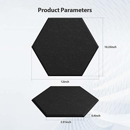 12 Pack Hexagon Acoustic Panels Self Adhesive Sound Proof Foam(Black)