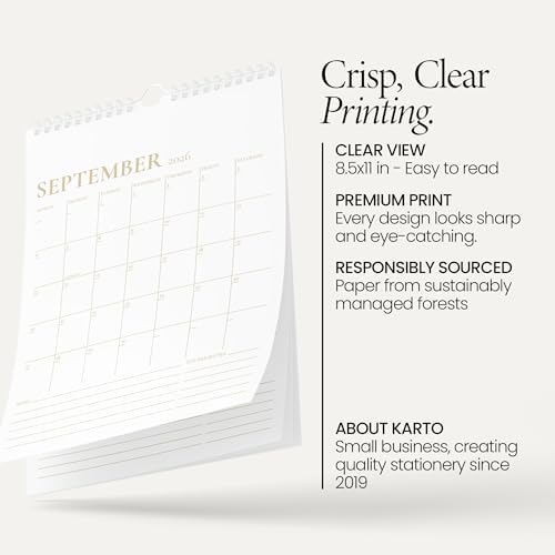 Karto Wall Calendar 2026 8.5x11 in - Golden