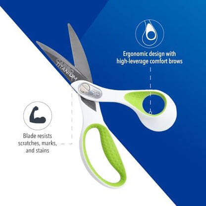 Westcott Heavy Duty CarboTitanium-Bonded 8" Bent Scissors - Durable Fabric Scissors, Ergonomic Comfort, Ideal for Crafting & Cutting Tasks
