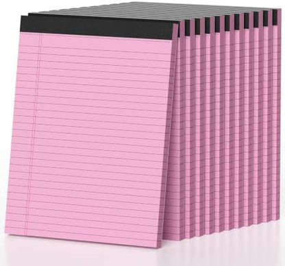 12 Pack Pink Legal Pads 8.5 x 11 Note Pads Wide Ruled Notepads Writing Pad