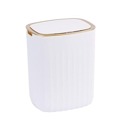 ELPHECO 3.5 Gallon Waterproof Motion Sensor Bedroom Trash Can with Lid Bathroom Decor, Bathroom Accessories Automatic Garbage Bin for Living Room Office, Golden