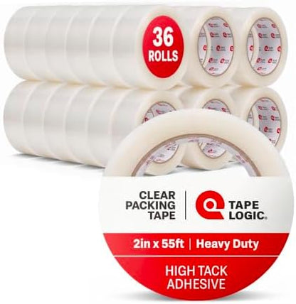Tape Logic Packing Tape (36-Rolls), 2" x 55 yd - Heavy Duty Packaging Tape Refill for Shipping, Moving, Order Fulfillment, Acrylic 2.6 Mil