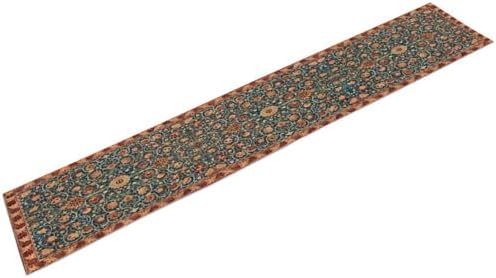 William Morris Table Runner, Rustic Boho Ethnic Flower Original Design Print Table Runner for Home Party Dining Room Kitchen Decor 13x70 Inch