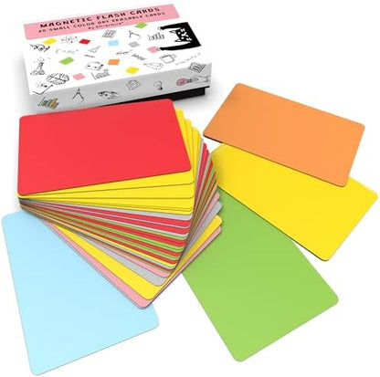 Attractivia Dry Erase Magnetic Labels, 2.8 x 1.8 in, Solid Colors, 40-Pack, Colored Erasable Write-On Labels, for Home, School, Office, Whiteboard