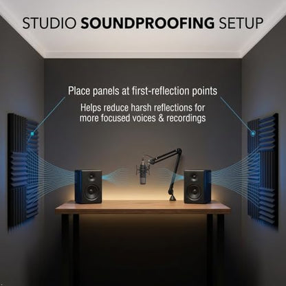 Acoustic Foam Panels, 12 Pack High Density 2 Inch Wedge Sound Absorbing Panels, 12 x 12 x 2 Inch for Studio and Gaming