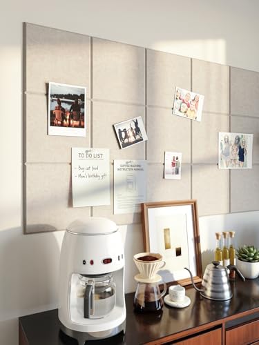 Thick Felt Pin Board Tiles 24 Pack, 11.8x11.8 Bulletin Board for Wall