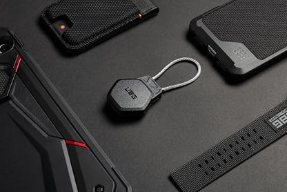 URBAN ARMOR GEAR UAG Designed for AirTag Case - Hard Shell Lock Case AirTag Holder Keychain with Wire Cable for Keys, Luggage & Bags, Anti-Lost Ultra Secure GPS Protective Cover, Civilian Black