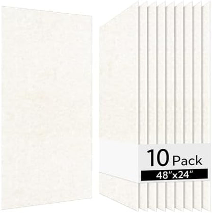 Olanglab Acoustic Wall Panels, 10 Pack, 48" x 24", Plain Light Beige