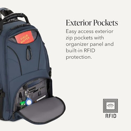 SWISSGEAR 1900 ScanSmart Laptop Backpack, Fits Most 17-Inch Laptops, TSA-Friendly Lay-Flat Design, RFID Protection, and Tablet Pocket, Black, 31L, 18.5-Inch