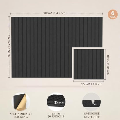 JBER Cork Board Alternative, 6 Pack 36" x 24" Felt Bulletin Board, Black