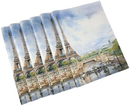 ALAZA Paris Eiffel Tower Tower Watercolor 1 PC Placemats Rectangle Table Mat for Dining Table Restaurant Kitchen Home Decor, 12" x 18"