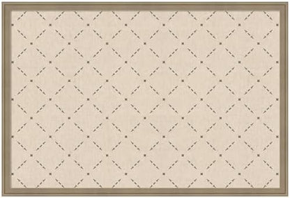 Kate and Laurel Framed Fabric Pinboard 38 x 26, Green Lattice Pattern Printed Linen Classic Bulletin Board for Use as a Vision Board or Wall Organization, Florence Light Brown Frame