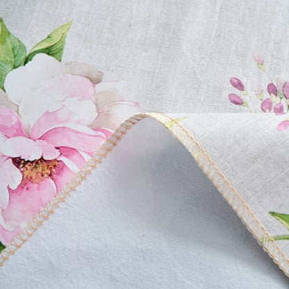 LIBERECOO Reinforced Vinyl Tablecloth with Flannel Backing Waterproof Oil-Proof Floral Plastic Table Cloth Stain-Resistant Wipeable Table Cover Not Stiff