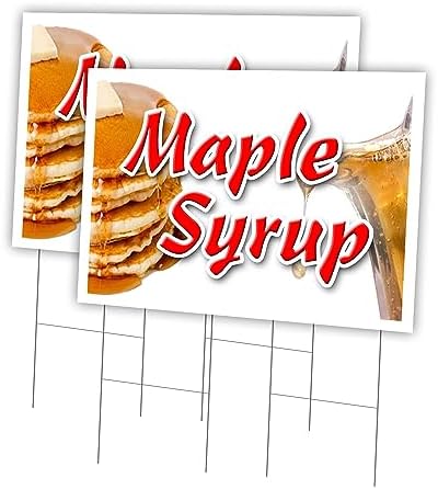 Maple Syrup 2 Pack of 24" x 36" Yard Sign & Stake | Advertise Your Business | Stake Included Image On Both Sides | Made in The USA