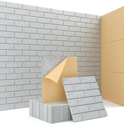Large Self-Adhesive Cork Board,Set of 12 Soundproof Wall Tiles,Felt Wall Cushion for Home,Studio,Recording Room,Office,Acoustic Treatment (Grey)
