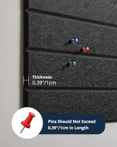 Cork Board, 36''x24'' Felt Bulletin Board with Self Adhesive Black