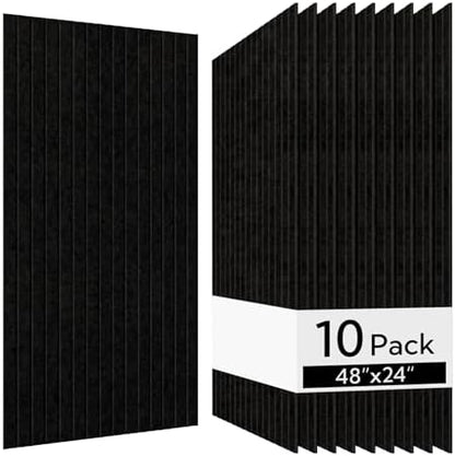 Olanglab Acoustic Wall Panels, 10 Pack, 48" x 24", Black