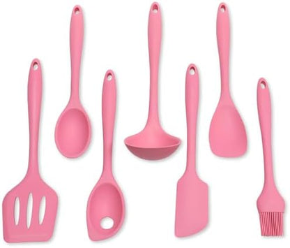 Chef Craft - Premium Silicone Kitchen Tools and Utensils Set, Non-Scratch, Withstands Temperatures up to 450°F, BPA-Free, 7 Piece Cooking Utensils Set, Pink