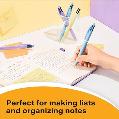 BIC 4 Color Pastel Ballpoint Pen with 1.0 mm Medium Point, 12-Count