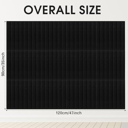 Honoson 12 Pack Felt Bulletin Board Self Adhesive Wall Tiles, Black
