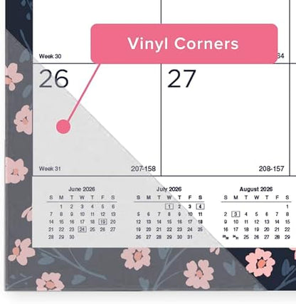 Blueline® Colorful Academic Monthly Desk Pad Calendar, 18 Months, July 2026 to December 2027, 22" x 17", Blossom Design (CA1716BD)