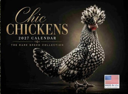 Chic Chicken Calendar 2027 Wall Monthly Beautiful Exotic Breeds Calender 12 Month | American Made In The USA