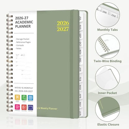 Planner 2026-2027, Weekly and Monthly Calendar Planner, JUL 2026 - JUN 2027