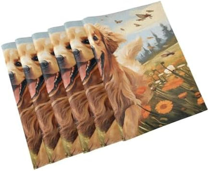 ALAZA Happy Golden Retriever in Flower Field 1 PC Placemats Rectangle Table Mat for Dining Table Restaurant Kitchen Home Decor, 12" x 18"