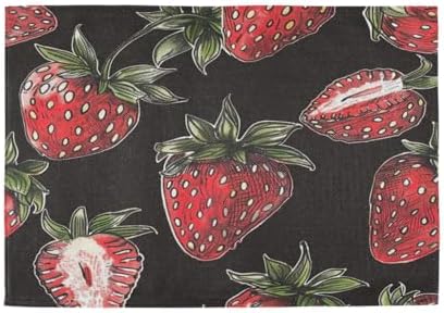 ALAZA Strawberry Hand Drawn Set of 4 Placemats Rectangle Table Mat for Dining Table Restaurant Kitchen Home Decor, 12" x 18"