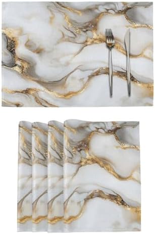 ALAZA Luxurious Marble Pattern 1 PC Placemats Rectangle Table Mat for Dining Table Restaurant Kitchen Home Decor, 12" x 18"