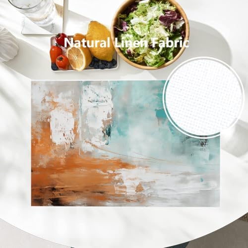 Batmerry Color Blocks Placemats, Abstract Art with Colors Washable Linen Table Mats for Kitchen Table Double Insulation Decor Dining Set Indoor Outdoor 12X18 in Set of 6