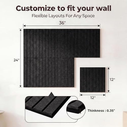 AHEONLAR Felt Bulletin Board 36"x 24", Cork Boards for Walls, 6 Pack Bulletin Board Large Cork Board for Office, Felt Boards with 40 Safe Removable Adhesive Tabs Wall Decor for Home(Black)