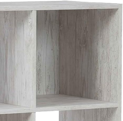 Benjara 9 Cube Wooden Organizer with Grain Details, White