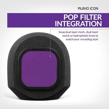 Soundbox Vocal Recording Isolation Booth | Portable Microphone Shield, Pop Filter for Studio-Quality Sound | Singing, Podcasting, Acoustic High-Density Foam Ball, Mic Soundproof Box (Twilight Purple)