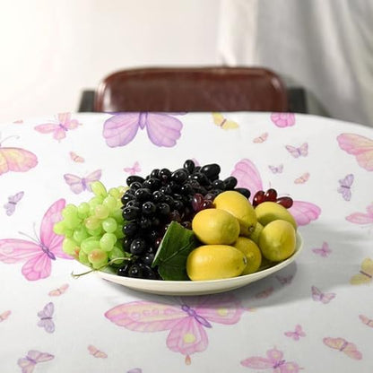 Pink Butterfly Tablecloth, Colorful Watercolor Purple Butterfly Table Cover for Home Kitchen Dining Room Indoor Outdoor Picnic Holiday Party Decor 60x90in