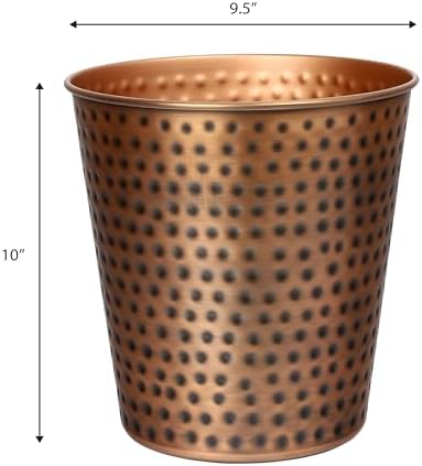happimess Axel 2 Gal Hammered Steel Waste Bin 10", Antique Copper